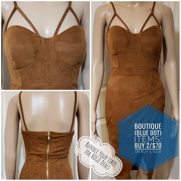 NEW! {DOWNTOWN FAUX SUEDE BODY CON MIDI} - Picture 5 of 12